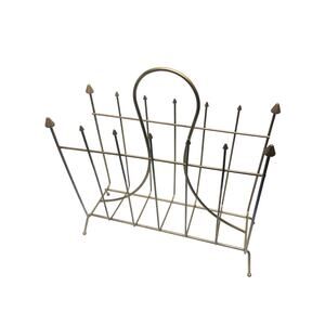 MCM Vintage 60s Gold Brass Colored Metal Atomic Record Holder Magazine Rack